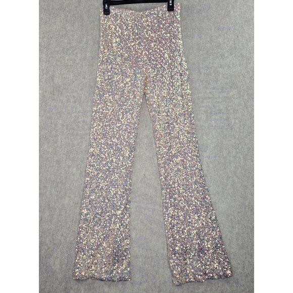 Forever 21 Sequined Flare Pants Womens L Polyester & Spandex - Picture 1 of 7